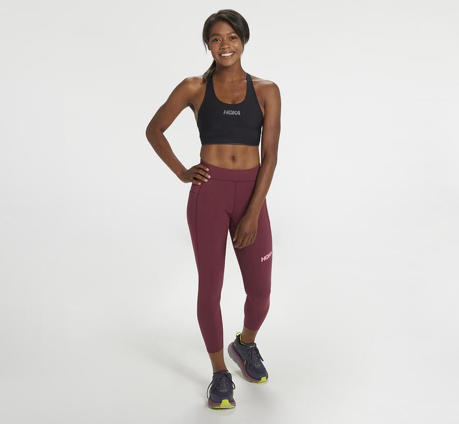 Hoka One One Performance Crop Tight - Women Pants - Brown,Australia ZTN-618072